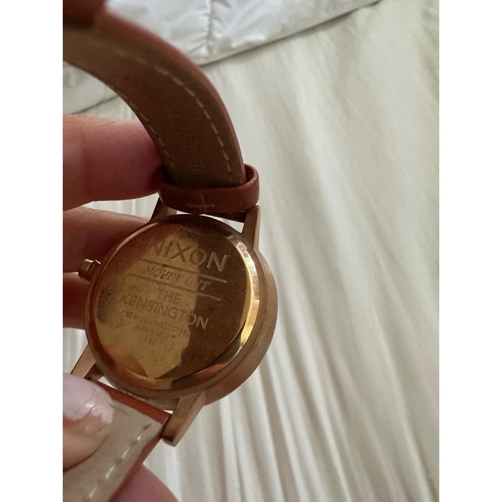 Nixon The Kensington Watch – Rose Gold & Tan Leather Strap (Needs Battery)